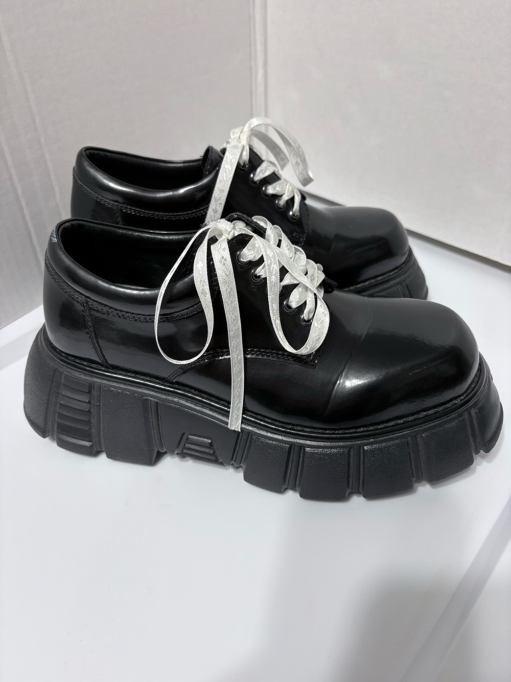 Jeffrey Campbell Black Barge Chunky Platform Oxford Shoes  Lace Up Punk Grunge 9 - Picture 5 of 16